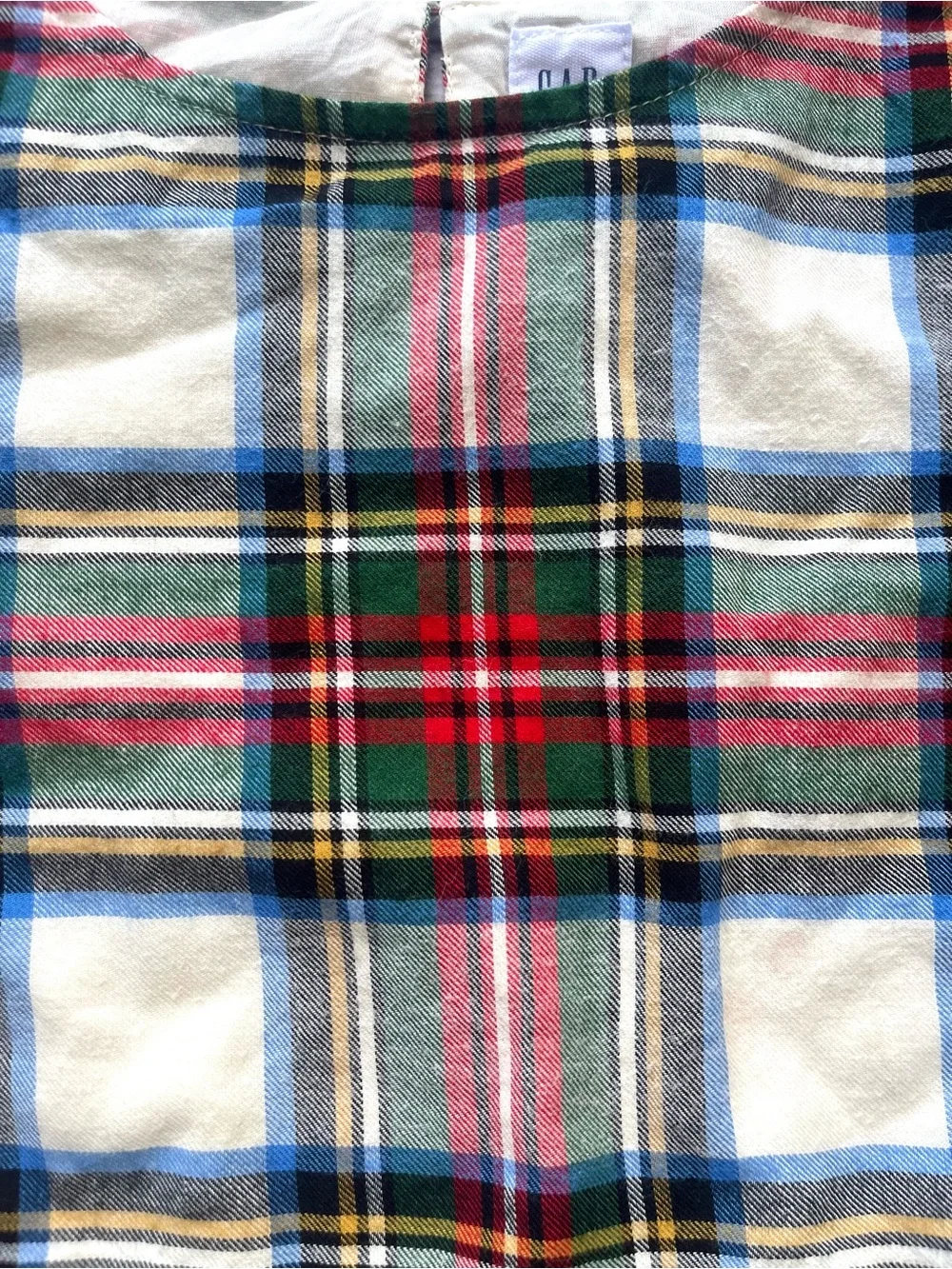 GAP Girls Plaid Tiered Long-Sleeve Dress - Cream, Red & Green
